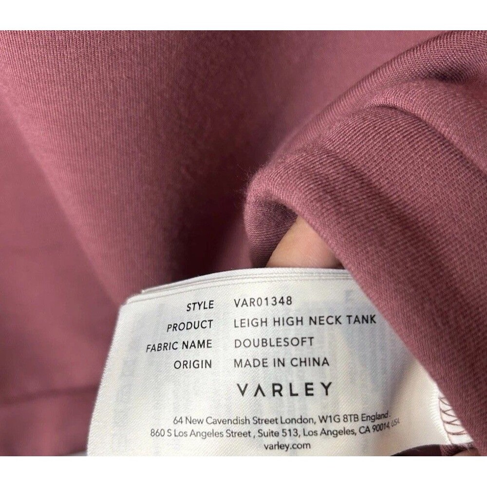 Varley Wild Rhubarb Leigh High Neck Tank Doublesoft Sleeveless Top S Athleisure - Picture 4 of 9